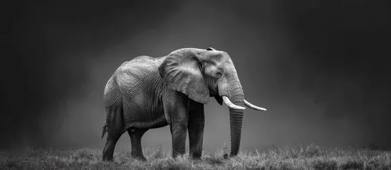 Foto op Aluminium A majestic elephant standing on top of a vibrant, green field. © FryArt Studio
