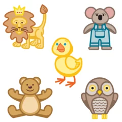 Fotobehang Cute Baby and Kid Vector Icons Set - Cartoon Baby Animals and Characters. Vinyl Ready. © Vallentin Vassileff