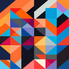 An abstract geometric pattern in bold colors.