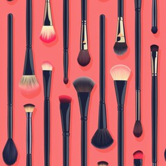 Seamless Pattern of Makeup Brushes