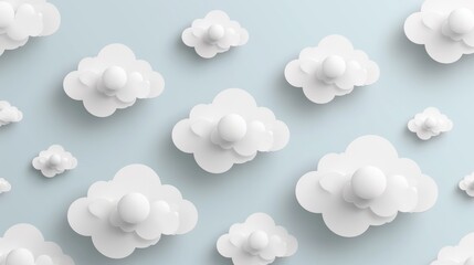 White Clouds on Light Grey Background