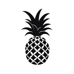 Obraz premium Vector black silhouette of a pineapple isolated on a white background.