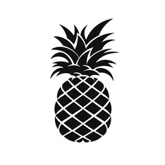 Obraz premium Vector black silhouette of a pineapple isolated on a white background.