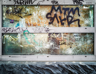 beautiful graffiti on broken windows