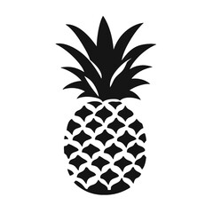 Vector black silhouette of a pineapple isolated on a white background.