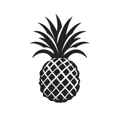 Vector black silhouette of a pineapple isolated on a white background.