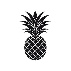 Obraz premium Vector black silhouette of a pineapple isolated on a white background.