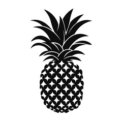 Vector black silhouette of a pineapple isolated on a white background.