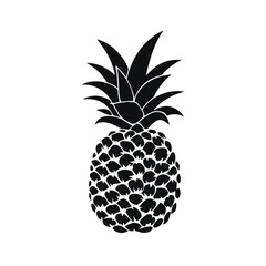 Obraz premium Vector black silhouette of a pineapple isolated on a white background.