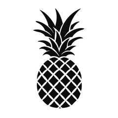 Obraz premium Vector black silhouette of a pineapple isolated on a white background.
