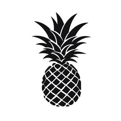 Vector black silhouette of a pineapple isolated on a white background.