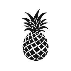Vector black silhouette of a pineapple isolated on a white background.