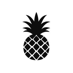 Vector black silhouette of a pineapple isolated on a white background.