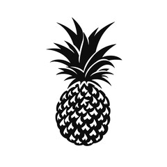 Vector black silhouette of a pineapple isolated on a white background.