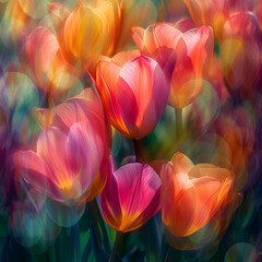 Envision a harmonious wave of tulips captured 