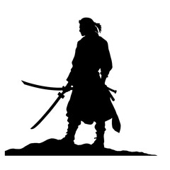 Samurai warrior Logo Design Vector. Silhouette of Samurai. Template illustration