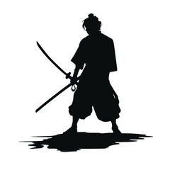 Samurai warrior Logo Design Vector. Silhouette of Samurai. Template illustration