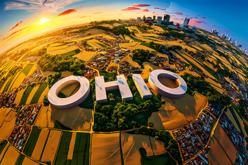 Ohio 3D Artistic Map - obrazy, fototapety, plakaty