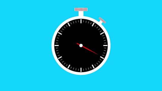 Minimalist stopwatch animated on a blue background, symbolizing time management and deadlines.