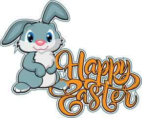 Easter greeting card background with cute rabbit