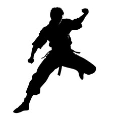 karate player silhouette logo design