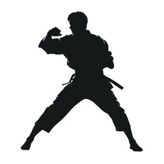 karate player silhouette logo design