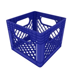 A blue plastic container with a mesh lid