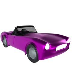 A purple car with a black top and a black front grille