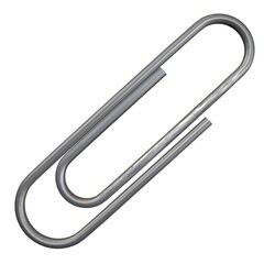 A silver paper clip is bent into a U shape