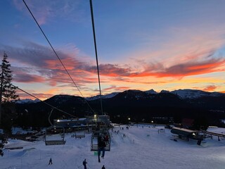 Sunset in the mountains from chairlift
