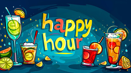 Happy hour celebration illustration