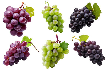 Grape varieties with transparent background PNG. Generative AI