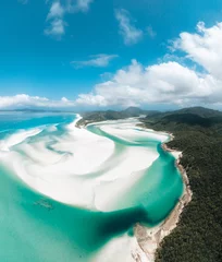 Crédence de cuisine en verre imprimé Whitehaven Beach, île de Whitsundays, Australie Whitehaven Beach and Hill inlet. Aerial Drone Shot. Whitsundays Queensland Australia, Airlie Beach.
