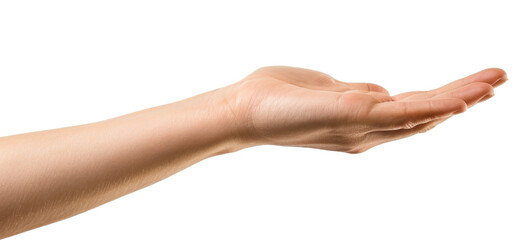 hand showing something  , cut out transparent isolated on white background ,PNG file.