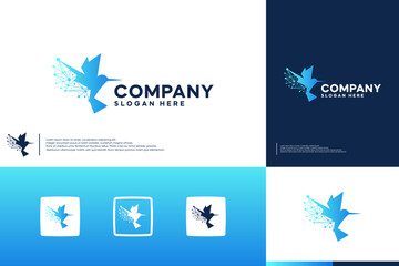 Obraz na płótnie Canvas creative hummingbird technology , artificial intelligence , logo design vector.