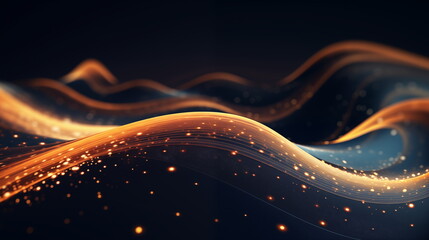 Abstract shiny color waves design element. A vivid sound wave visualization dancing across a deep blue canvas