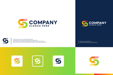 modern logo , letter S , technology , vector design template.