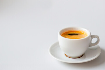 delicious Classic Espresso A single shot of espresso in a small cup, the essence of coffee.