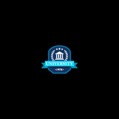 University college school logo icon isolated on dark background