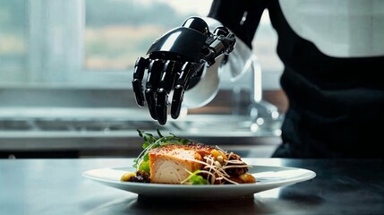 AI Companion concept, Autonomous bot cooks a meal