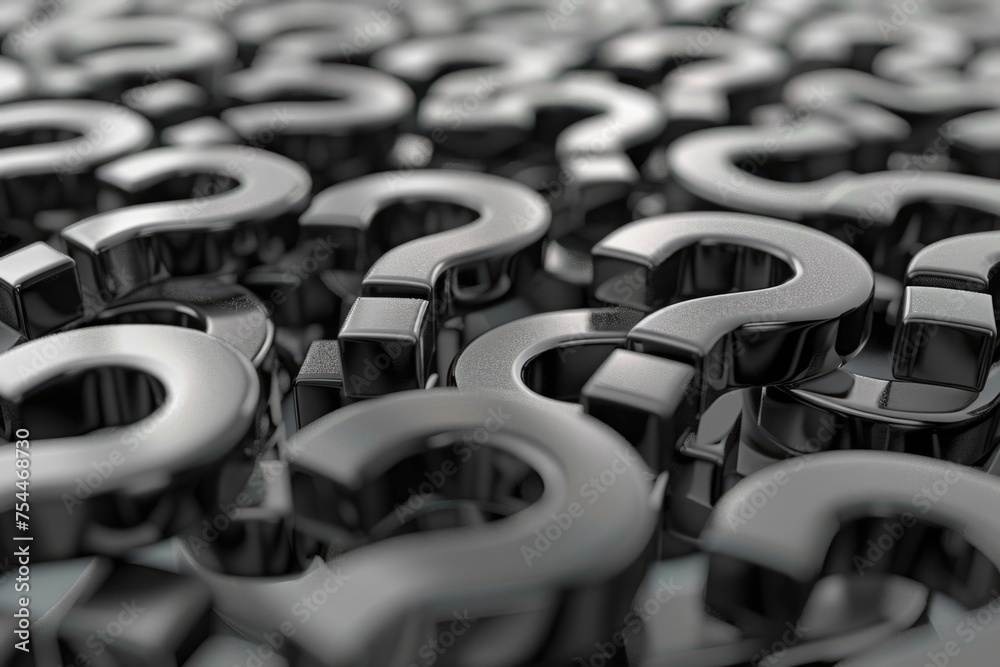 Poster image of many question marks in black and white. suitable for educational materials or presentations