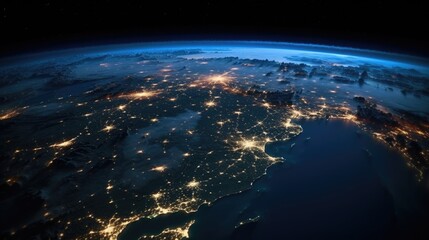 Obraz premium A breathtaking view of Earth at night. Perfect for science and technology projects