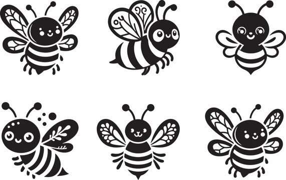 bee silhouette of  vector illustration 