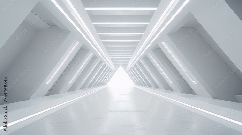 Leinwandbilder a mysterious long hallway with a glowing light at the end. suitable for various concepts and designs