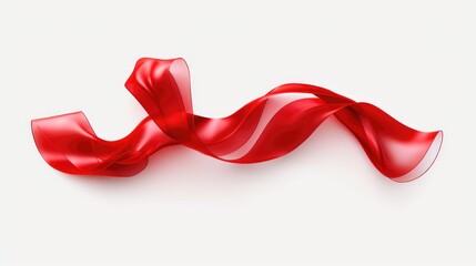 A simple red ribbon on a clean white background. Perfect for various design projects