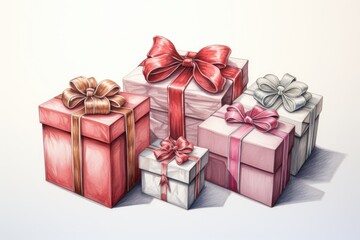 Obraz premium A detailed illustration of colorful gift boxes. Ideal for holiday and celebration concepts