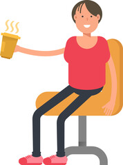 Boy Character Drinking Coffee
