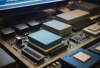 pile of old unused computers and vintage CRT monitors