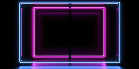 A neon frame in the shape of a square, perfect for modern designs