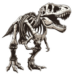 Tyrannosaurus rex skeleton. Vector illustration of dinosaur skeleton.